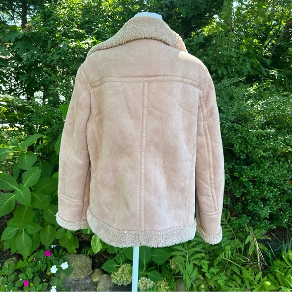 Love Token Natasha Faux Suede Sherpa Moto Jacket Medium - Picture 8 of 12